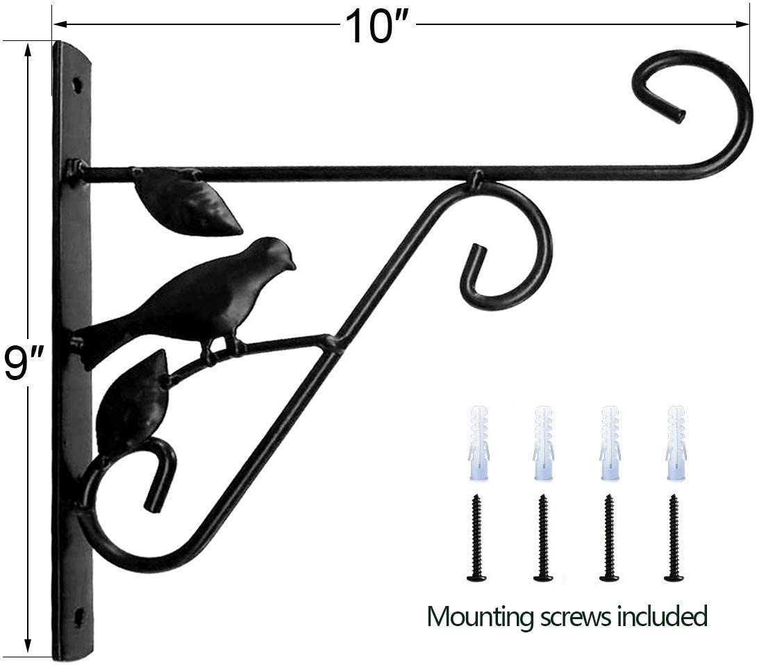 Wrought Iron Hanging Planter Hooks | 2 PC | Bird Feeder Hook | Wall Mount Plant