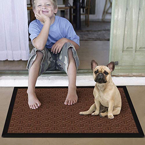 Amagabeli Large Outdoor Door Mats Rubber Shoes Scraper 24 x 36 for Front  Door Entrance Outside Doormat Patio Rug Dirt Debris Mud Waterproof Out Door  Mat Low Profile Washable Carpet Brown 