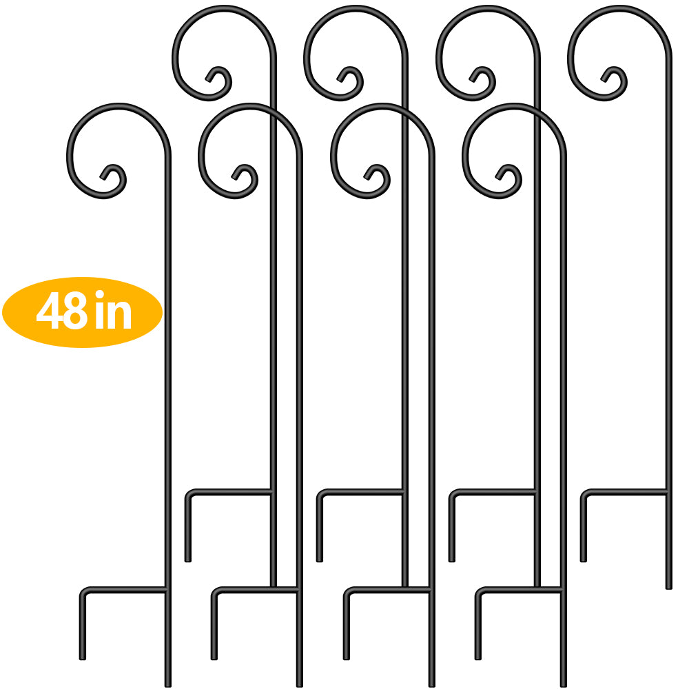 BEAU JARDIN 8 Pack Shepherd Hook 48 Inch 2/5 Inch Thick Heavy Duty She –  Amagabeli