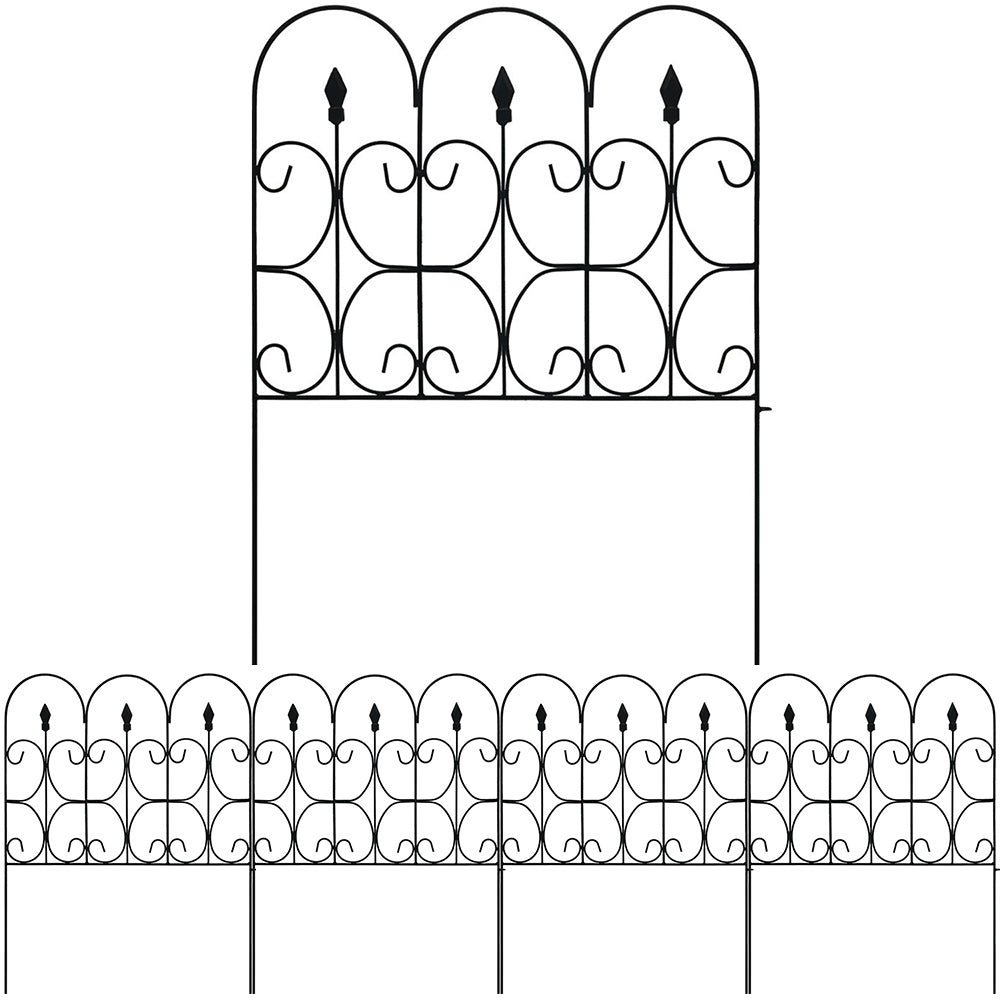 AMAGABELI GARDEN & HOME Decorative Garden Fence GFP007 24in x 10ft  Galvanized Outdoor Rustproof Metal Landscape Wire Fencing Folding Wire  Patio Fences