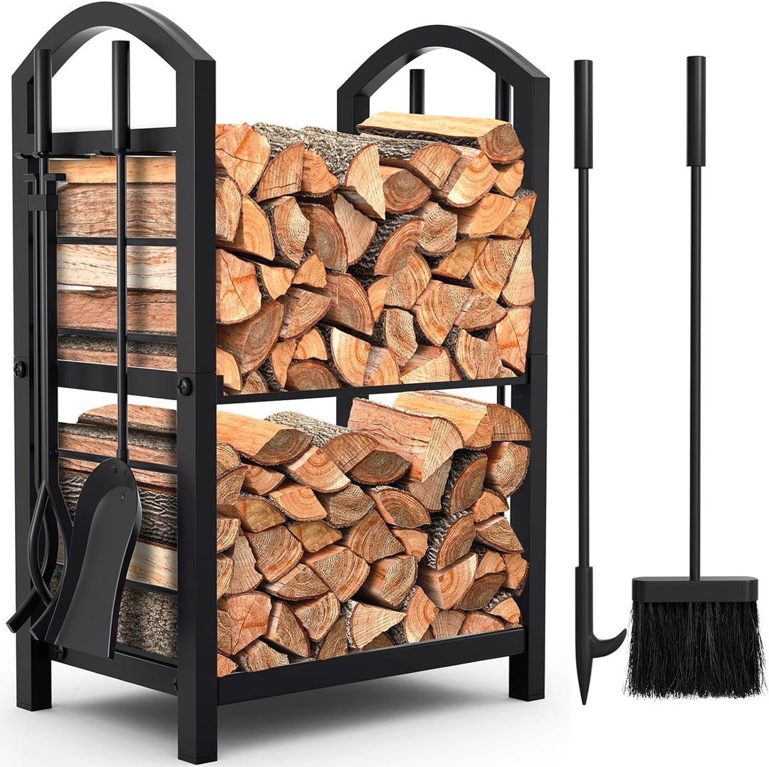 Buy Amagabeli Fireplace Log Rack With Tools Rustic Black Indoor Outdoor Accessories