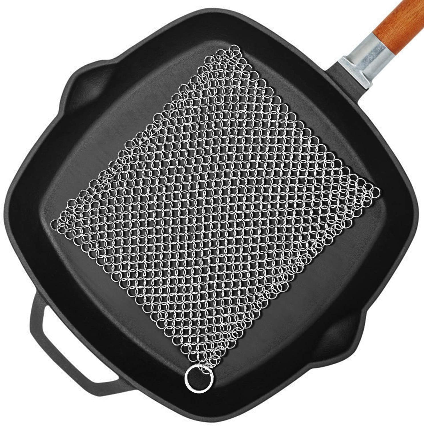 Cast Iron Scrubber Bakeware Cookware Skillet Kitchen Non Scratch Cleaning  Brush Chainmail Household Frying Pans With Handle - AliExpress