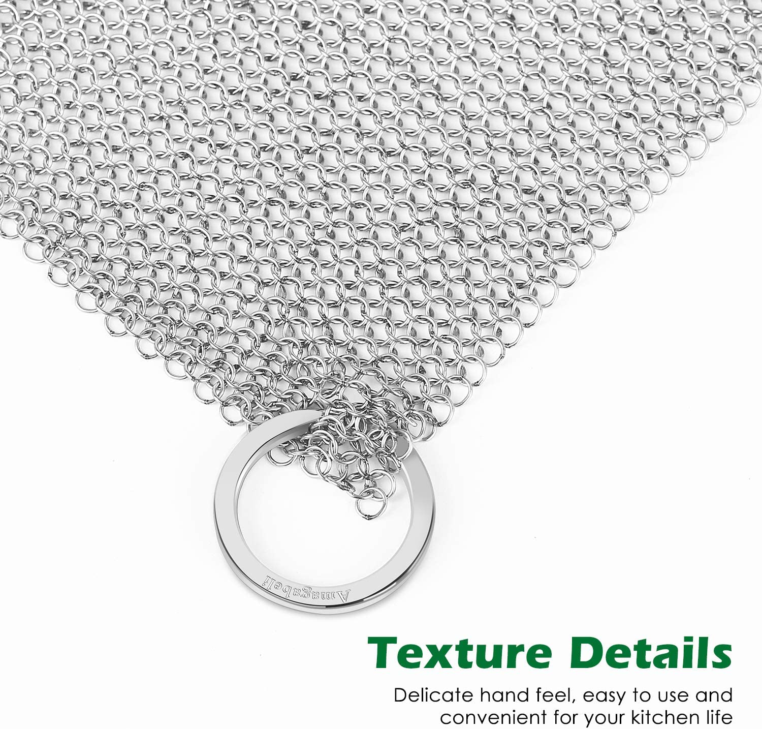 Cast Iron Cleaner, Stainless Steel Chainmail Scrubber, Easy