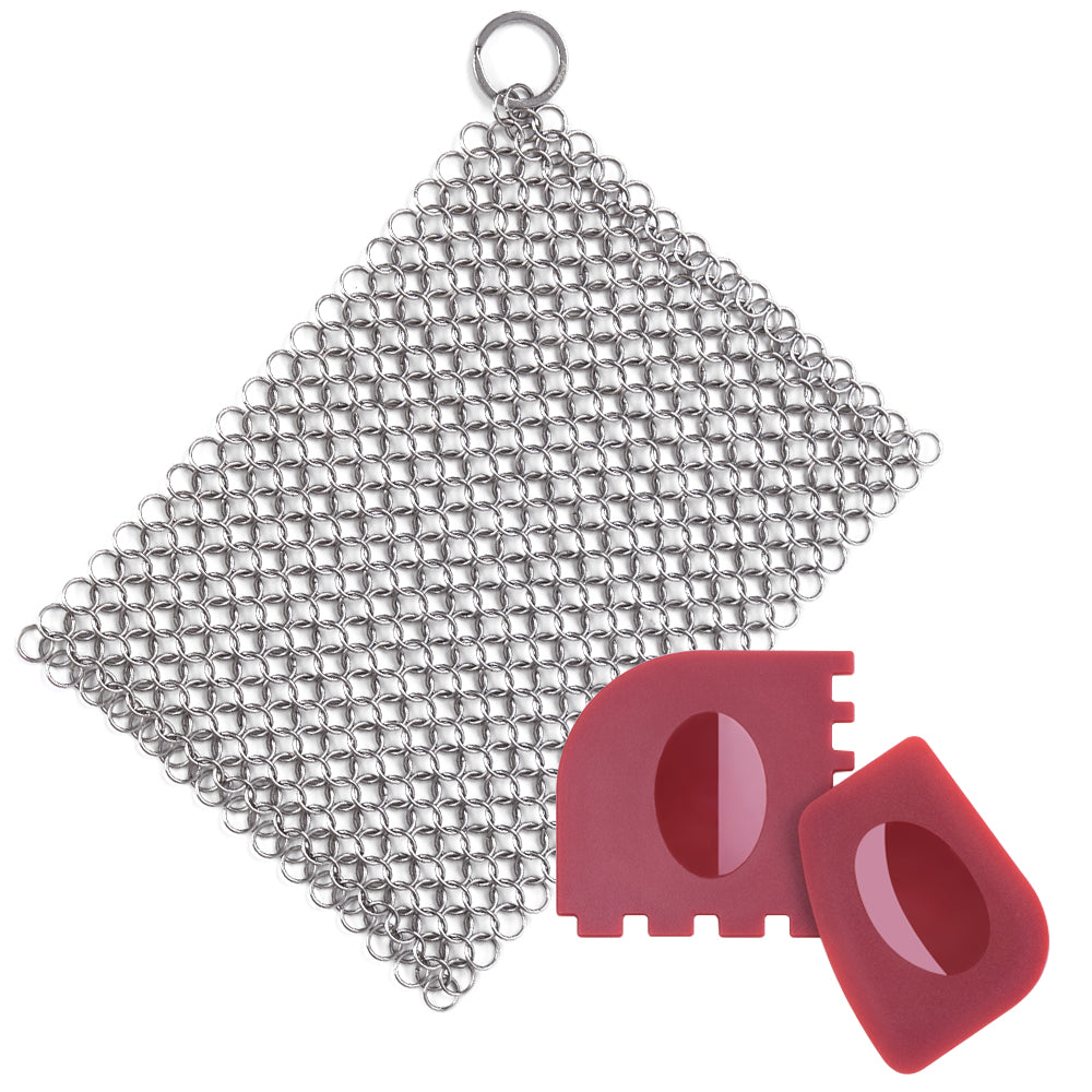 Cast Iron Cleaner Stainless Steel Chainmail Scrubber for Skillet Wok Pot  Pan Pre-Seasoned Pan BBQ Grill Brus Kitchen Accessories